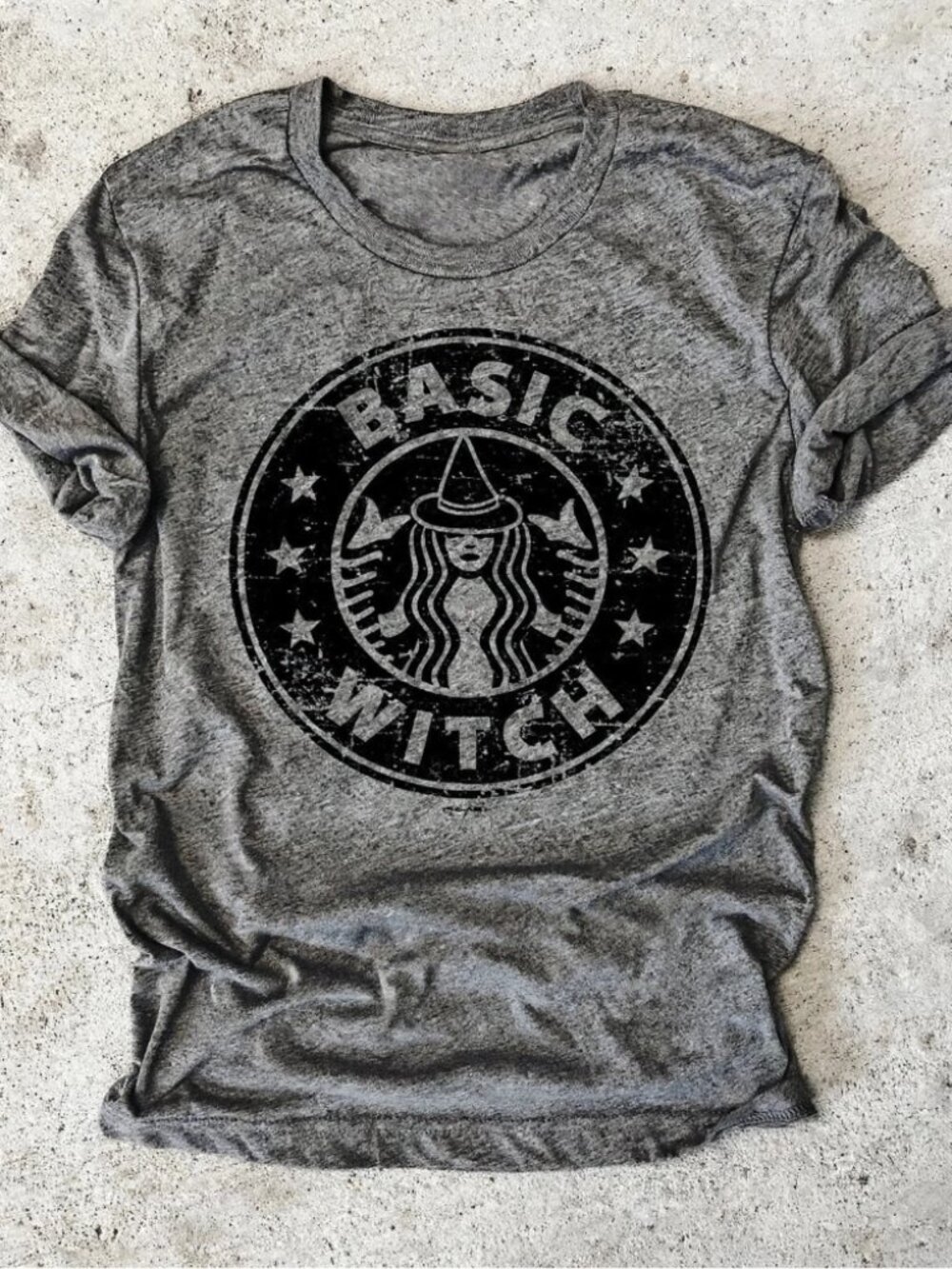 Halloween Basic Witch T-Shirt for Women Salem 1692 Spooky Graphic Tee Gray
